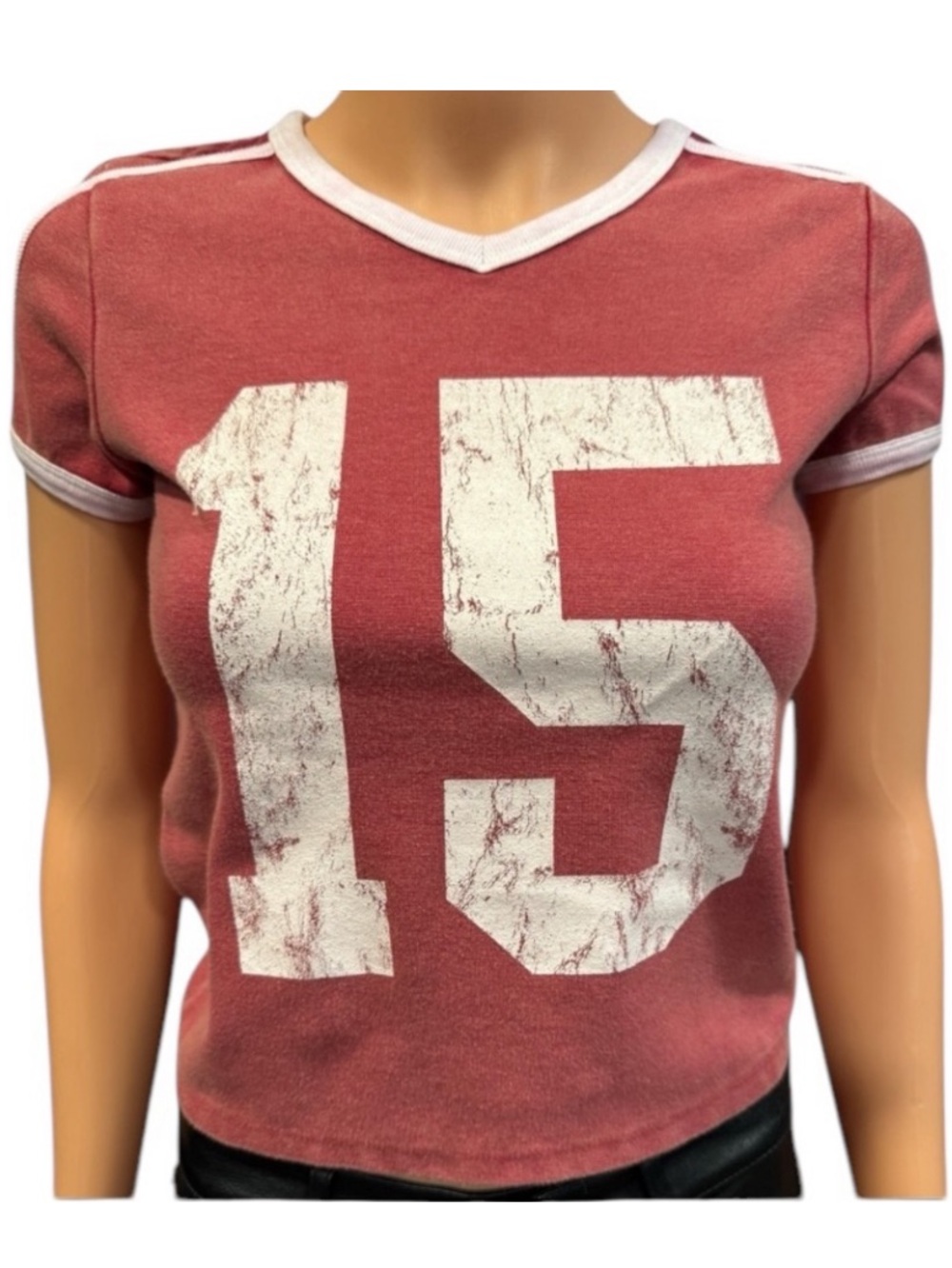 NWOT SOCIAL CULTURE Short Sleeve Sporty Red White Crop Top Large